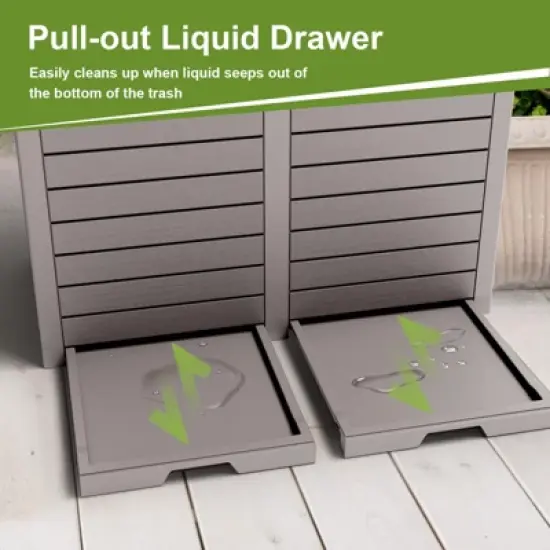 Yardgrace Outdoor Trash Can,Waterproof Resin Garbage Can with Garbage Labels,Durable Waste Bin for Porch, Backyard,Kitchen image {7}