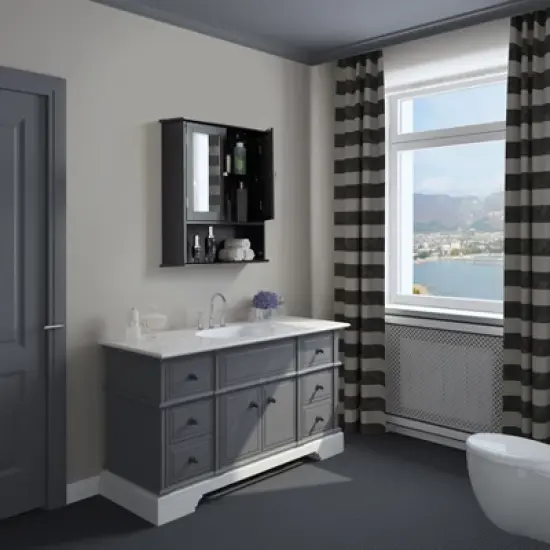 Basicwise Mirror Wall Mounted Cabinet For the Bathroom and Vanity with Adjustable Shelves image {2}