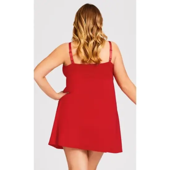 Women's Plus Size Lace Trim Chemise  - Red | AVENUE image {1}