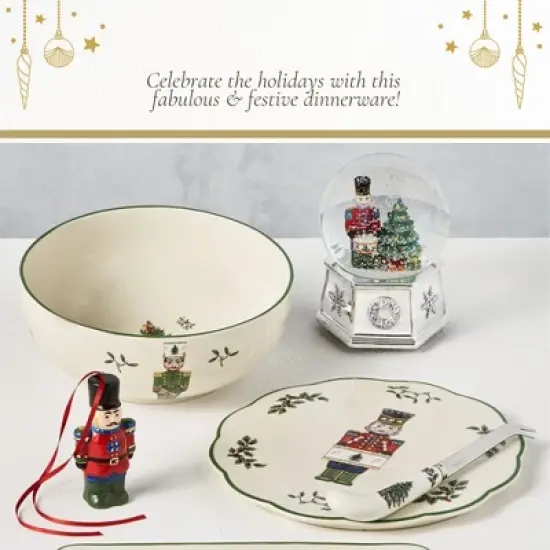 Spode Christmas Tree Nutcracker Cheese Platter with Knife - 9" Porcelain Holiday Serving Tray for Charcuterie - Dishwasher & Microwave Safe image {4}