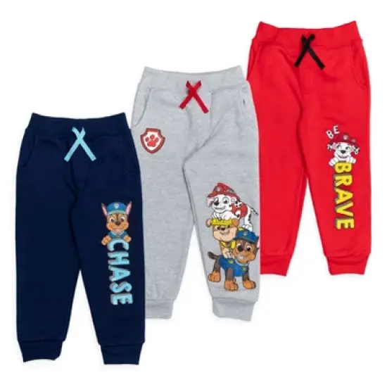 Paw Patrol Chase Rubble Marshall Fleece 3 Pack Pants Blue /Gray /Red image {7}