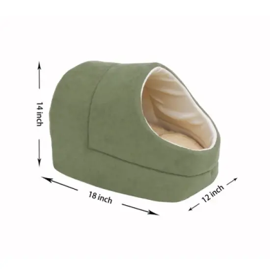 GOOPAWS Cave Covered Cat & Small Dog Warming Burrow Bed image {3}