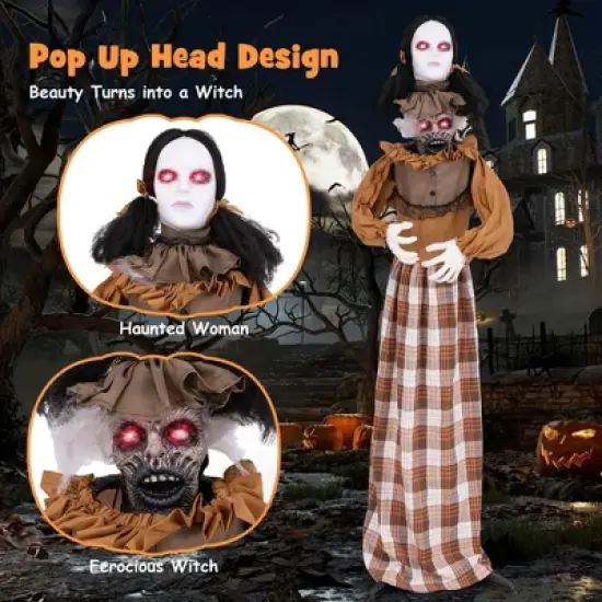 Costway Halloween Animatronics with Red Light Up Eyes Motion & Sound Activated image {7}