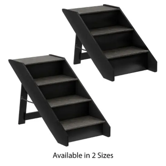Pet Adobe 3-Step Compact Folding Carpeted Wood Pet Stairs - Gray image {2}