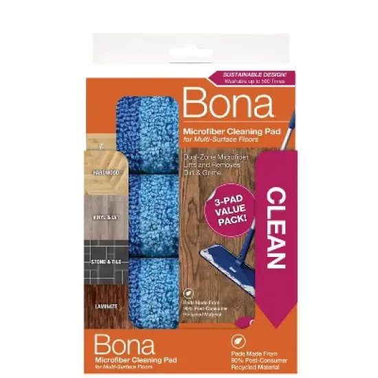 Bona Cleaning Products Reusable Mop Refill Multi Surface Microfiber Cleaning & Mopping Pads Value Pack - Unscented - 3ct image {4}