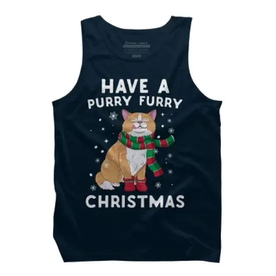 Men's Design By Humans Have A Purry Furry Christmas Cat By Freshoutlook Tank Top image {5}
