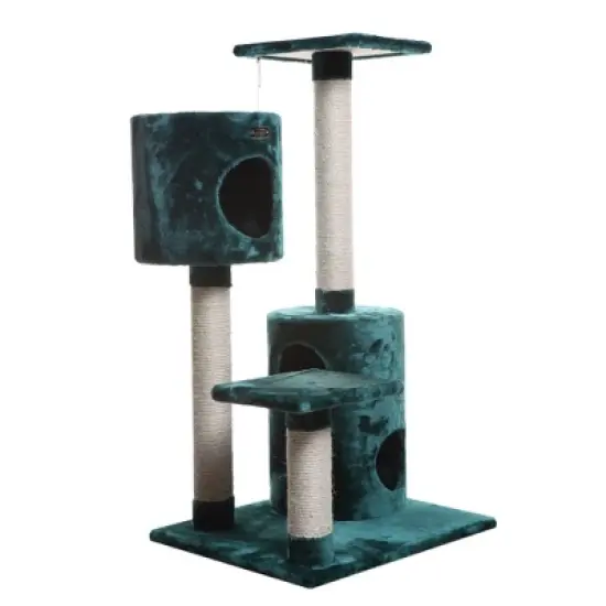 Armarkat Real Wood Cat Tree Condo House With 2 Private Condos 43" Green A4301 image {6}