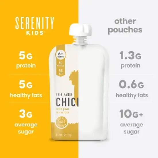 Serenity Kids Free Range Chicken with Organic Peas & Carrots Baby Food Pouch - 3.5oz image {3}