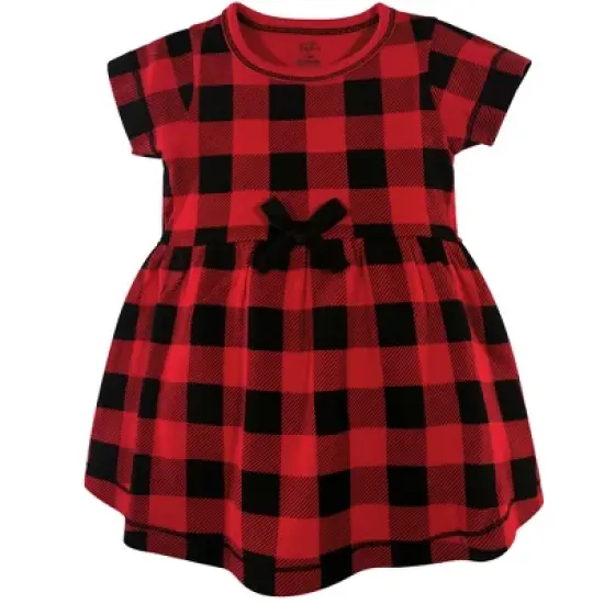 Touched by Nature Baby and Toddler Girl Organic Cotton Dress and Cardigan 2pc Set, Buffalo Plaid image {3}