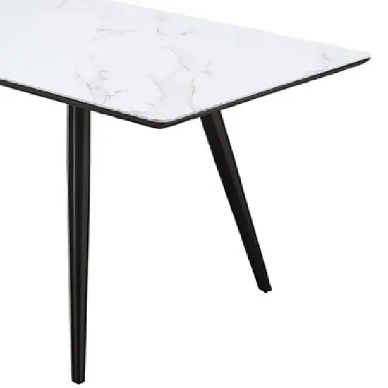 71" Caspian Dining Table White Printed Faux Marble/Black Finish - Acme Furniture image {3}