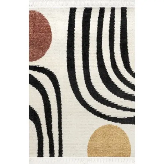 nuLOOM Stefanie Abstract Shapes Tassel Area Rug image {9}