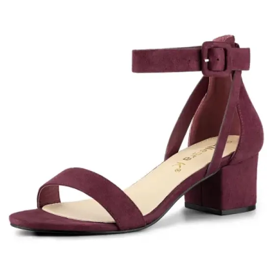 Allegra K Women's Ankle Strap Block Low Heel image {7}