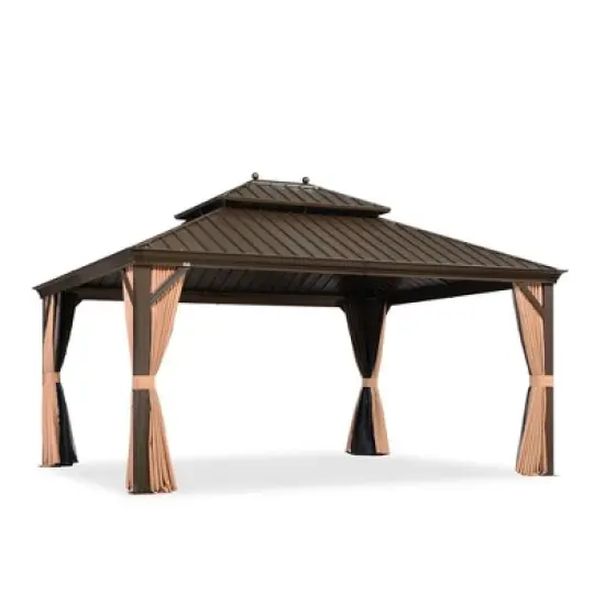 PURPLE LEAF Outdoor Hardtop Gazebo Canopy for Patio Deck Backyard Heavy Duty Outside Sunshade with Netting and Curtains image {16}