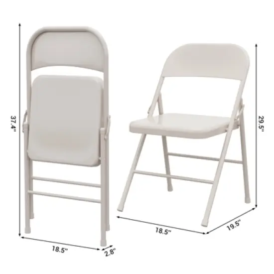 Metal Folding Chairs 2 Pack/4 Pack , Double-Hinged Heavy Duty Steel Frame, Foldable & Stackable image {1}