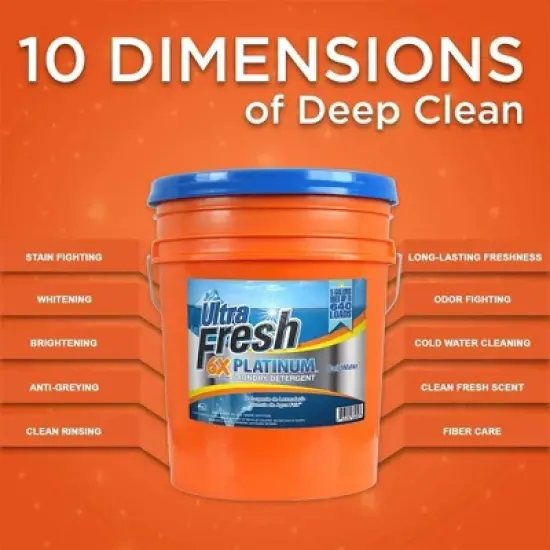Ultra Fresh 6X Platinum Laundry Detergent Liquid for All Machine Types with Easy Dispensing Pump, Up to 640 Loads, ColdWater, 5 Gallon image {3}