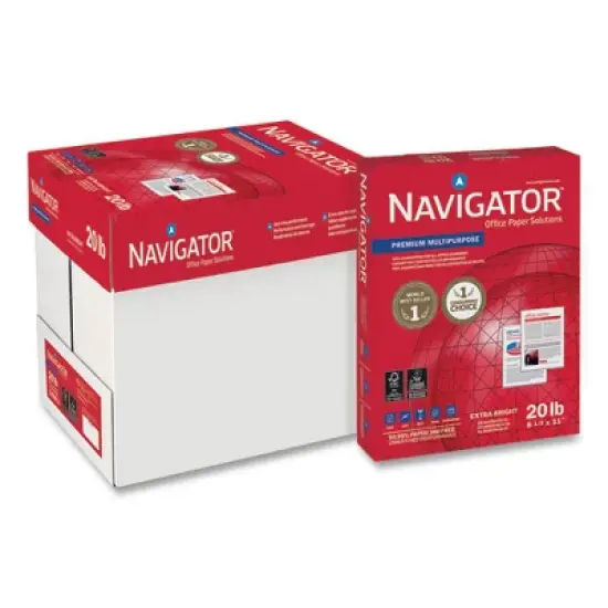 Navigator Premium Multipurpose Copy Paper, 97 Bright, 20 lb Bond Weight, 8.5 x 11, White, 500 Sheets/Ream, 5 Reams/Carton image {4}