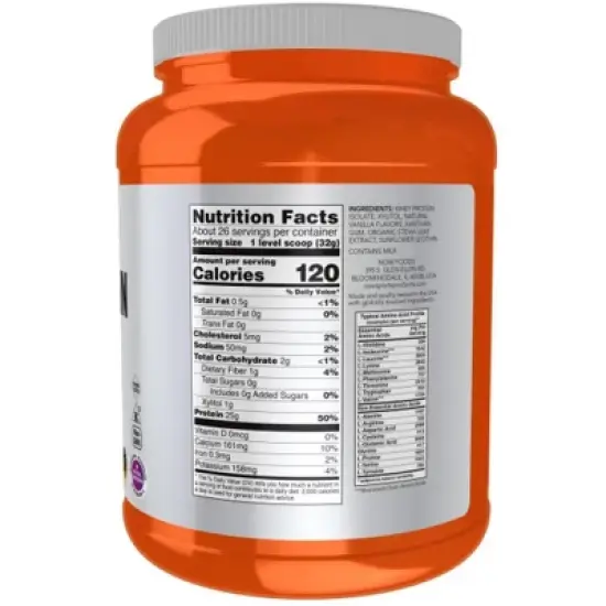 Whey Protein Isolate Vanilla by Now Foods  -  1.8 lbs Powder image {1}