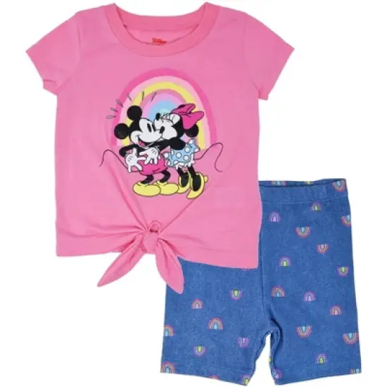 Mickey Mouse & Friends Minnie Mouse Girls Graphic T-Shirt and Shorts Outfit Set Little Kid image {8}