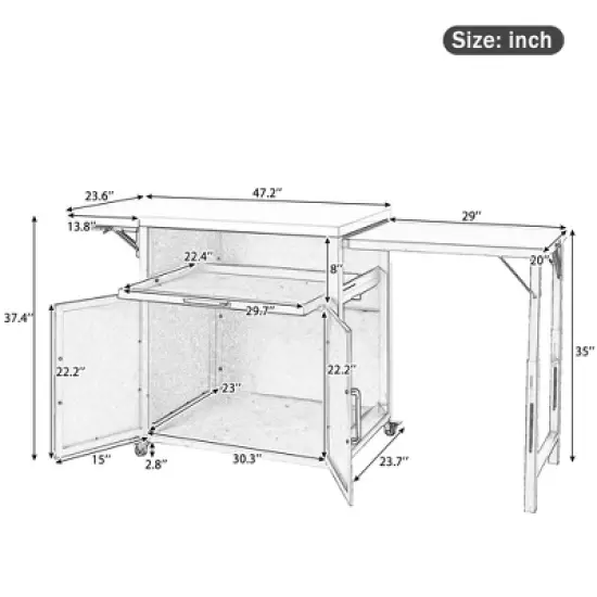 Whisen Versatile Outdoor Cabinet with Folding & Expandable Work Surfaces - Black image {15}