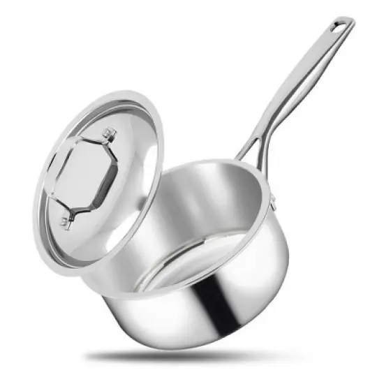 NutriChef 1.5-quart Stainless Steel Stain-Resistant Sauce Pot Kitchen Cookware w/ Satin Interior image {1}