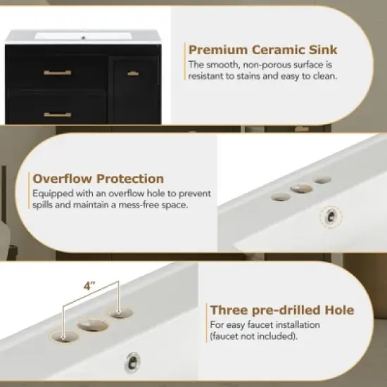 30" Bathroom Vanity Set, Classic Floor Standing, with Two Drawers & a Double-Layer Drawer image {3}