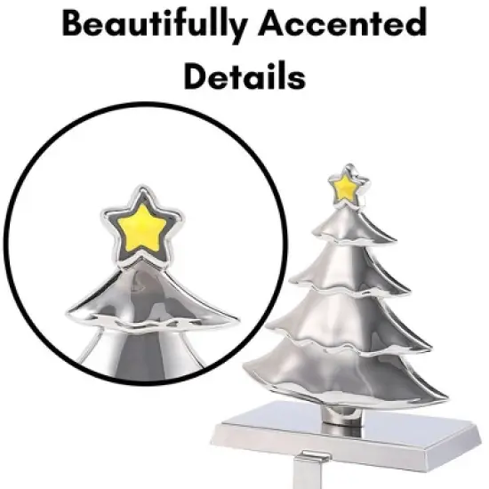 BIRDROCK HOME Christmas Stocking Holders for Mantel Set of 4 - Reindeer, Snowman, Snowflake, Tree image {4}