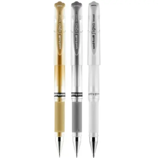 uni Gel Impact Metallic Stick Pens, 1.0 mm Bold Tip, Assorted Colors, Set of 3 image {3}