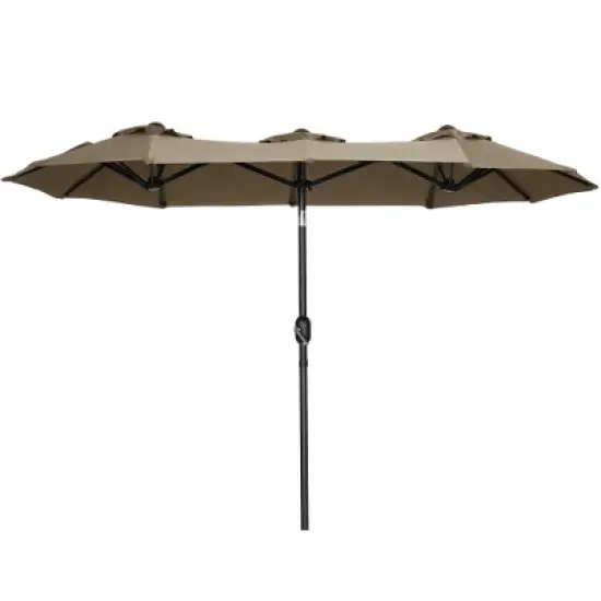 Akoasm 89.25 in. H Outdoor Double-sided Patio Umbrella with Push Button Tilt and Crank For Deck, Garden & Pool-Gray image {5}