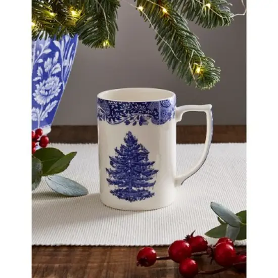 Spode Blue Italian Christmas Mug, 12oz - Elegant Holiday Drinkware with Iconic Christmas Tree Motif, Dishwasher & Microwave Safe Festive Mug image {4}