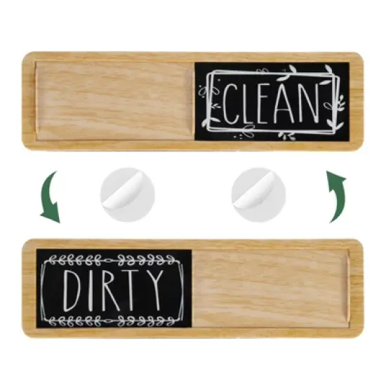 Unique Bargains Wood Kitchen Hotel Indicating Clean Dirty Sign Rectangle Dishwasher Magnet image {6}
