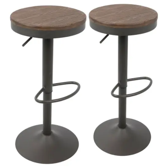 Set of 2 Dakota Adjustable Industrial Barstools - LumiSource image {8}