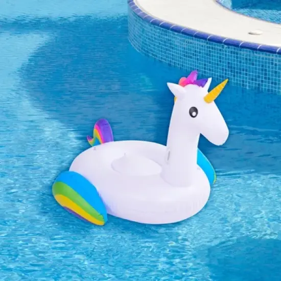 Pool Central 85.5" Inflatable 1-Person Jumbo Magical Unicorn Pool Float - White image {1}