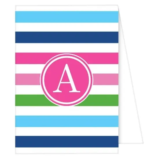 10ct Note Cards - Preppy Stripe Monogram - A image {1}