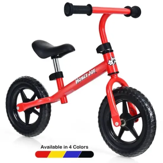HoneyJoy Kids Balance Bike No Pedal Training Bicycle w/Adjustable Handlebar & Seat Yellow\Black\Blue\Red image {11}