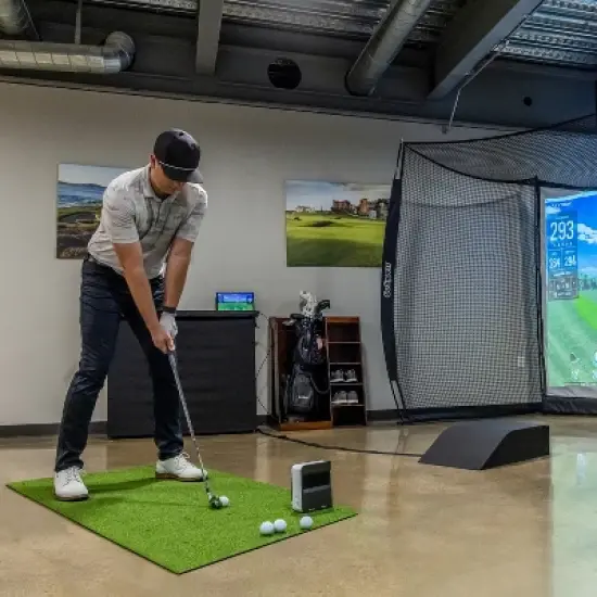 GoSports Golf Hitting Mat - PRO 5 x 3 ft - 5 mm Artificial Turf Training Mat for Indoor/Outdoor Swing Practice, Includes 3 Rubber Tees - Green image {5}