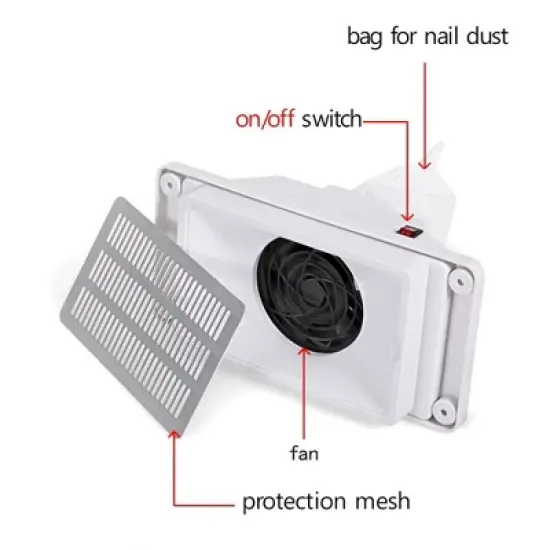 LEIBOU Professional 35 Inch Vented and Foldable Manicure Table with Magnifier Lamp, Dust Collector, Sponge, and Polish Carrying Bag, Black Flower image {3}