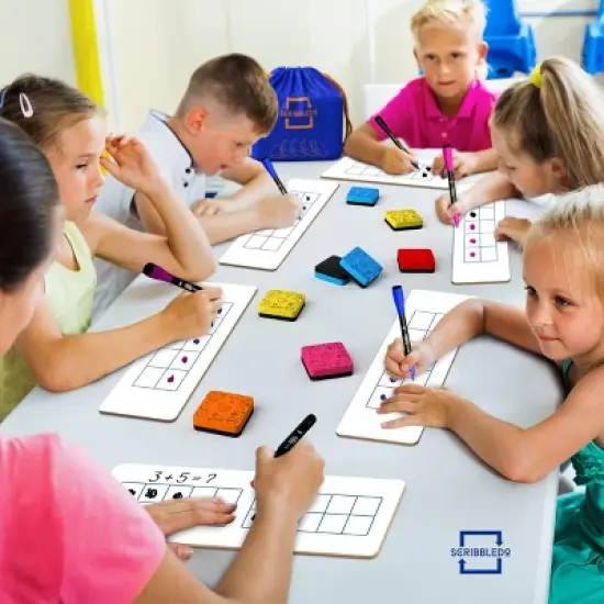 SCRIBBLEDO Small Dry Erase Erasers &ndash; Pack of 12 Mini Whiteboard Dry Erase Erasers for Classroom, Office & Home Use image {4}