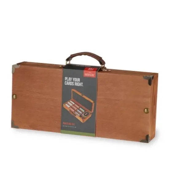 Foster & Rye Poker Sets with Case -  Poker Kit in Wooden Box includes Two Card Decks, Two Dice, Poker Chips and Storage Box image {3}