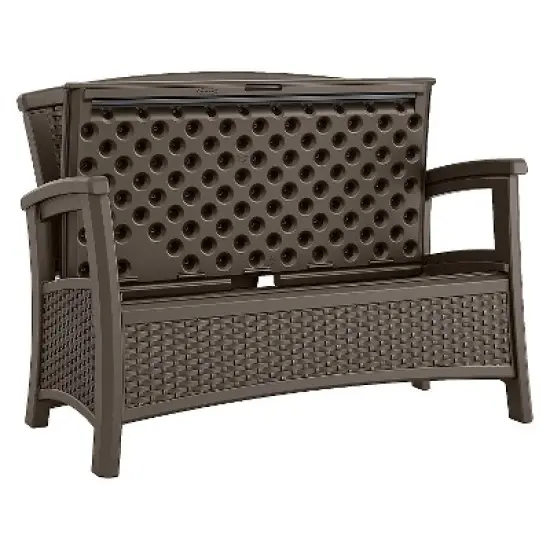 Suncast ELEMENTS Resin Patio Storage Loveseat - Java image {1}