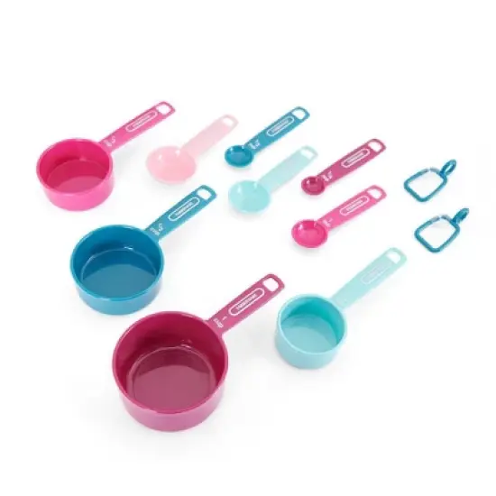 Farberware Kitchen Basics Measuring Cup & Spoon Set, 9-Piece Colorful Nesting Design with Easy-to-Read Markings - Dishwasher Safe Plastic image {4}