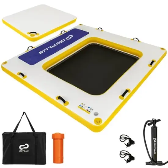 Costway 8 ft x 8 ft Inflatable Floating Dock with Mesh Swim Lounge Removable Insert image {10}