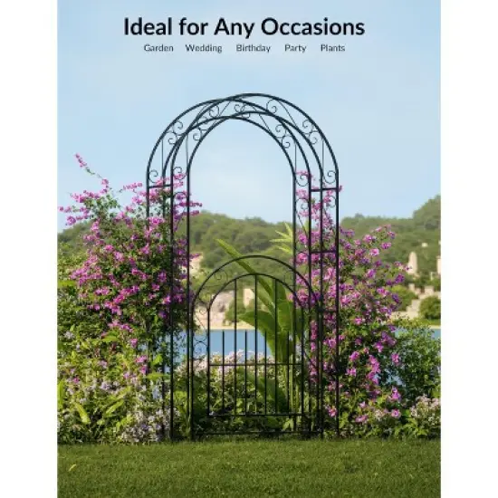 8.8 FT Birdcage Shape Garden Arch, Reinforced Metal Arbor for Climbing Flowers, Rust-Resistant Wedding Pergola image {2}