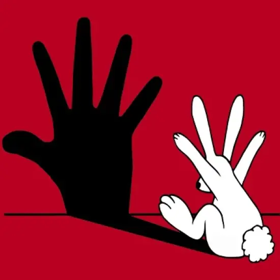 Men's Design By Humans Rabbit Hand Shadow By mobii T-Shirt image {1}