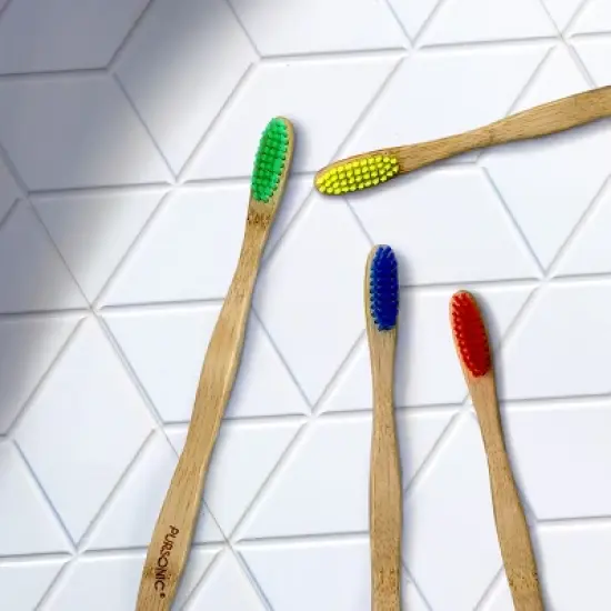 Pursonic 4 Pack Eco Bamboo Toothbrushes with Soft Nylon Bristles image {4}