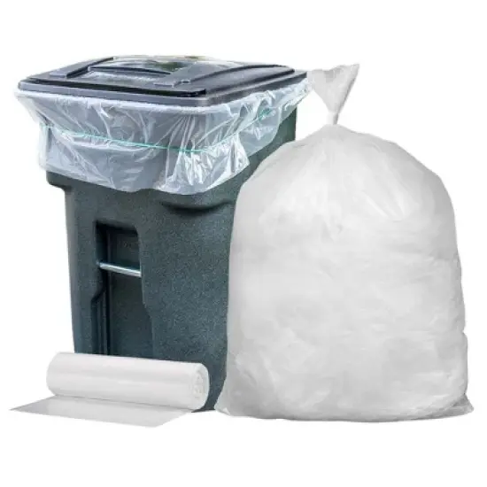 Plasticplace 95-96 Gallon Trash Bags, 1.5 Mil, Clear, 61" x 68" (25 Count) image {1}