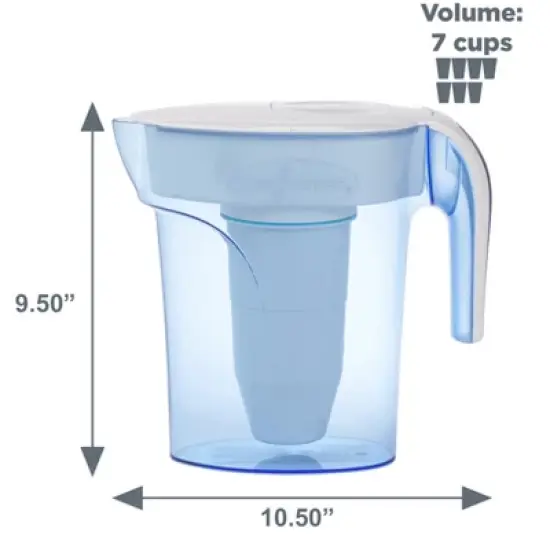 ZeroWater 7 Cup Pitcher with Ready-Pour + Free Water Quality Meter: BPA-Free, Built-In TDS Meter, Filters Lead & Chlorine image {7}