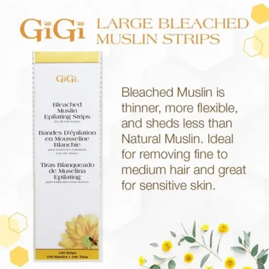 Gigi Bleached Muslin Epilating Strips 100 Piece - Large (PACK OF 2) image {1}