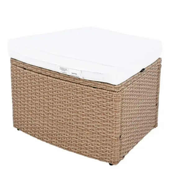 FIONECA 10-Piece Outdoor Sectional Half-Round Patio Rattan Sofa Set, White PE Wicker Conversation Furniture, Modular Combination image {13}