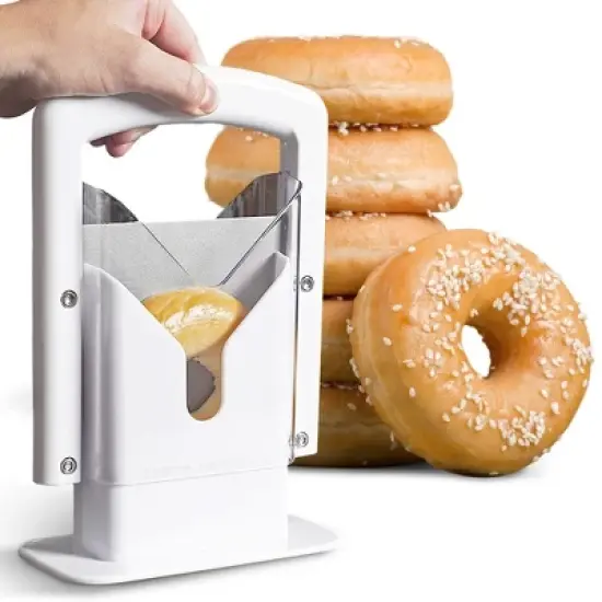 Cheer Collection Bagel Slicer with Safety Shield, White image {7}