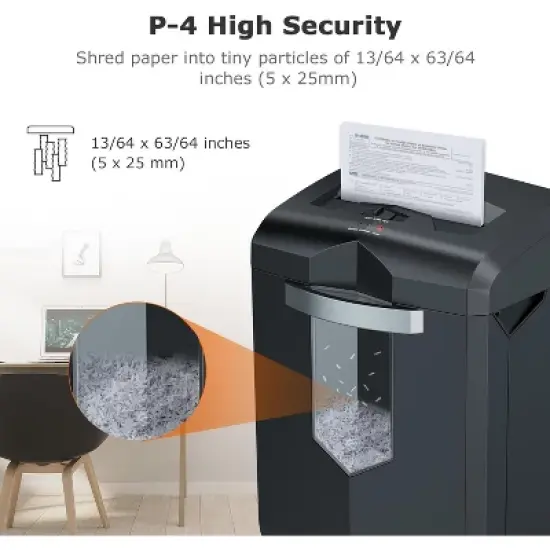 Bonsaii Heavy Duty Cross-Cut 18-Sheet Paper Shredder, Up To 60 Minutes Shredding, 6 Gallon Pullout Basket 4 Casters, Low Noise, P-4 Security Level image {3}